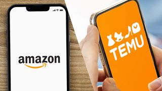 Amazon and Temu logos side-by-side.
