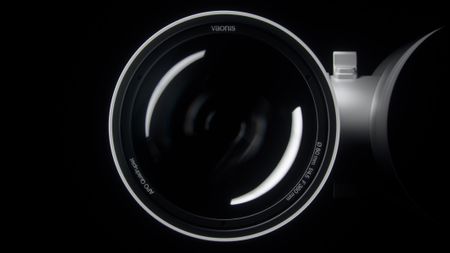 A close-up showing the inside of the Atlas 80 optical tube next to grey main body of the Vaonis Atlas, against a black background.