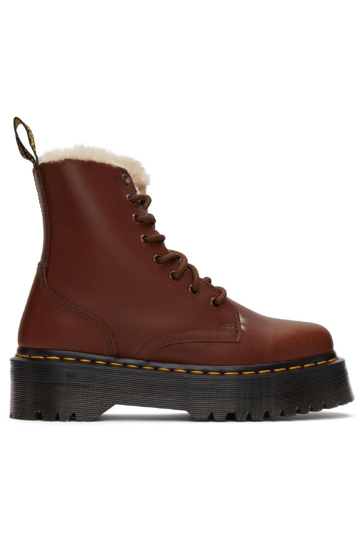 Dr. Martens Brown Faux-Fur Jadon Platform Boots