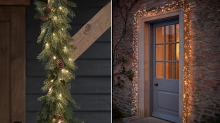 Artificial garland and light garland showing how to use outdoor christmas decorating ideas