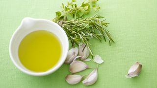 olive oil with rosemary and garlic