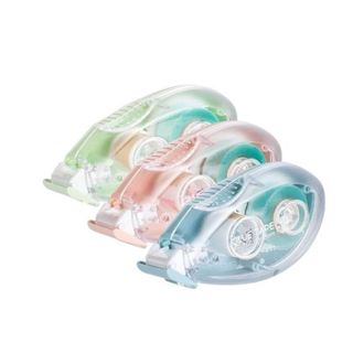 Three pastel colored double sided tape dispensers