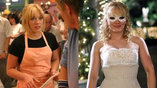 hillary duff in two A Cinderella Story stills as sam at the diner and the halloween ball