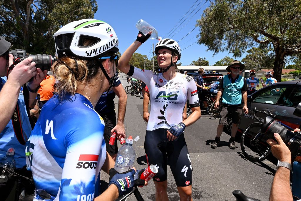 Ally Wollaston (AG Insurance Soudal) cools down after her win