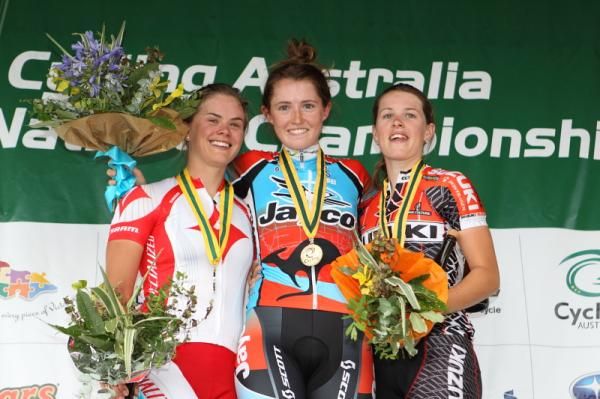 The under 23 podium - Rebecca Werner (SA), Sinead Noonan (Jayco-AIS) and Rebecca Henderson (ACT)