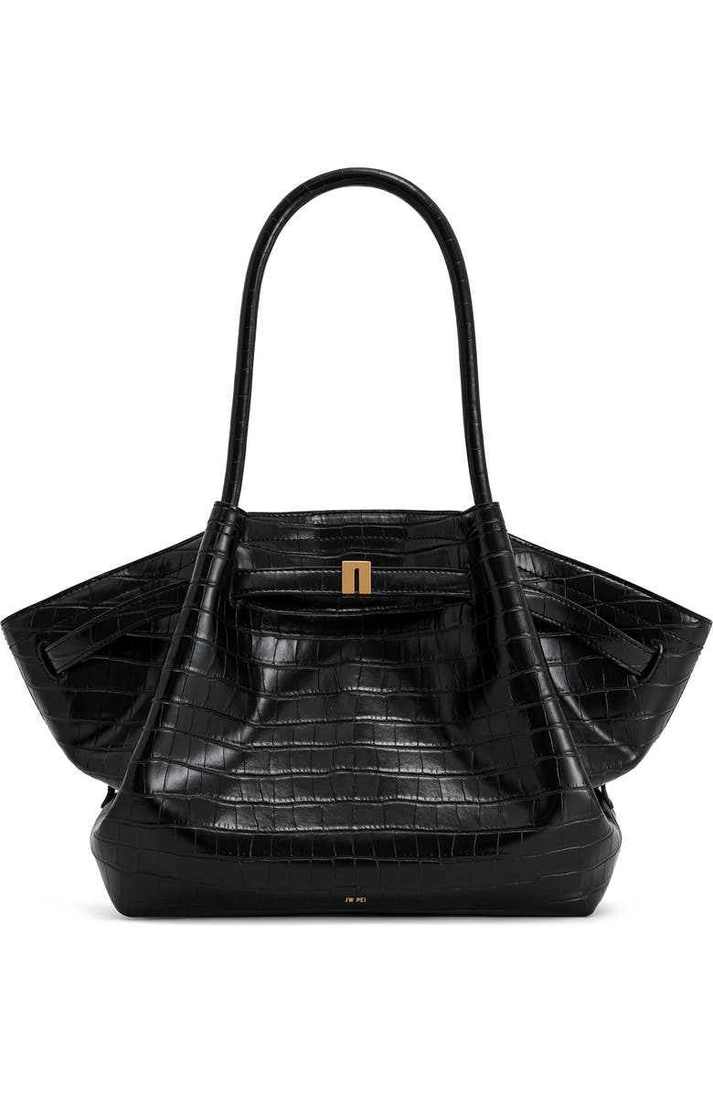 Medium Hana Croc Embossed Faux Leather Tote