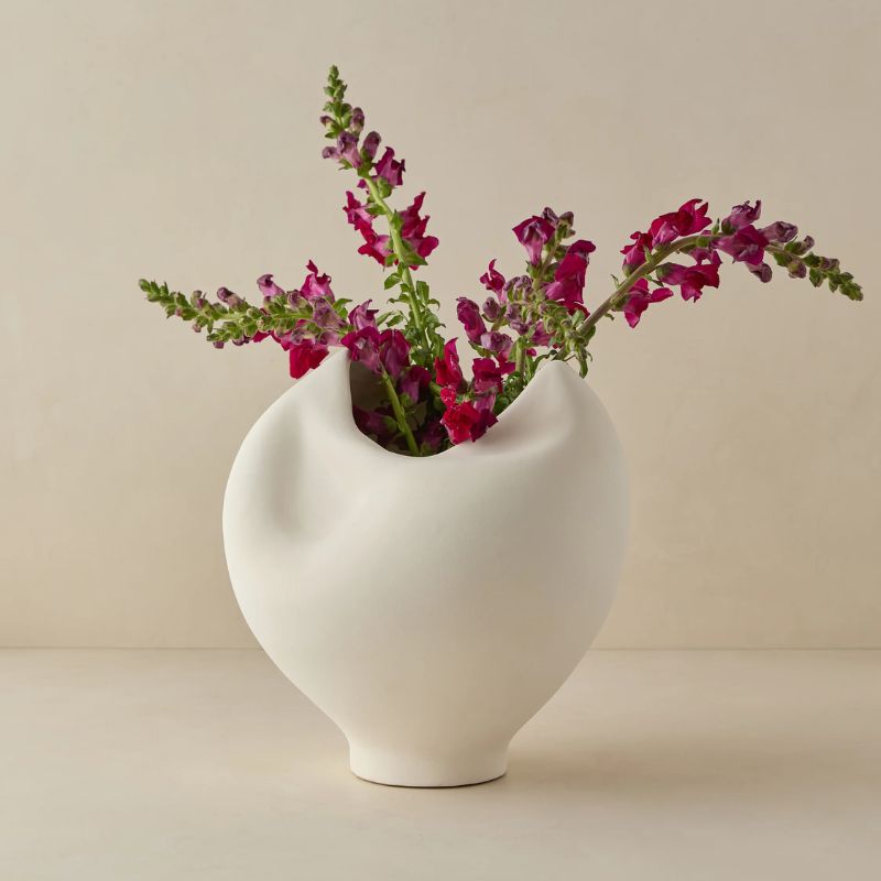 white sculptural vase