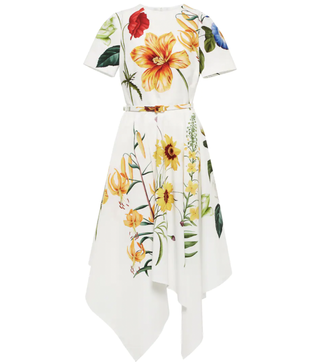 Oscar de la Renta Floral Cotton-Blend Midi Dress