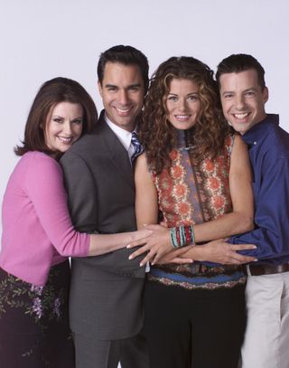 the foursome from Will and Grace embraces in a promo shot for the show