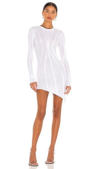 Asymmetric Baby Rib Mini Dress