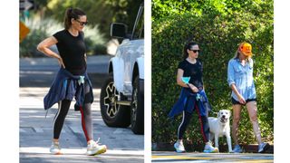 Jennifer Garner walking with friends in Brooks running shoes in Los Angeles