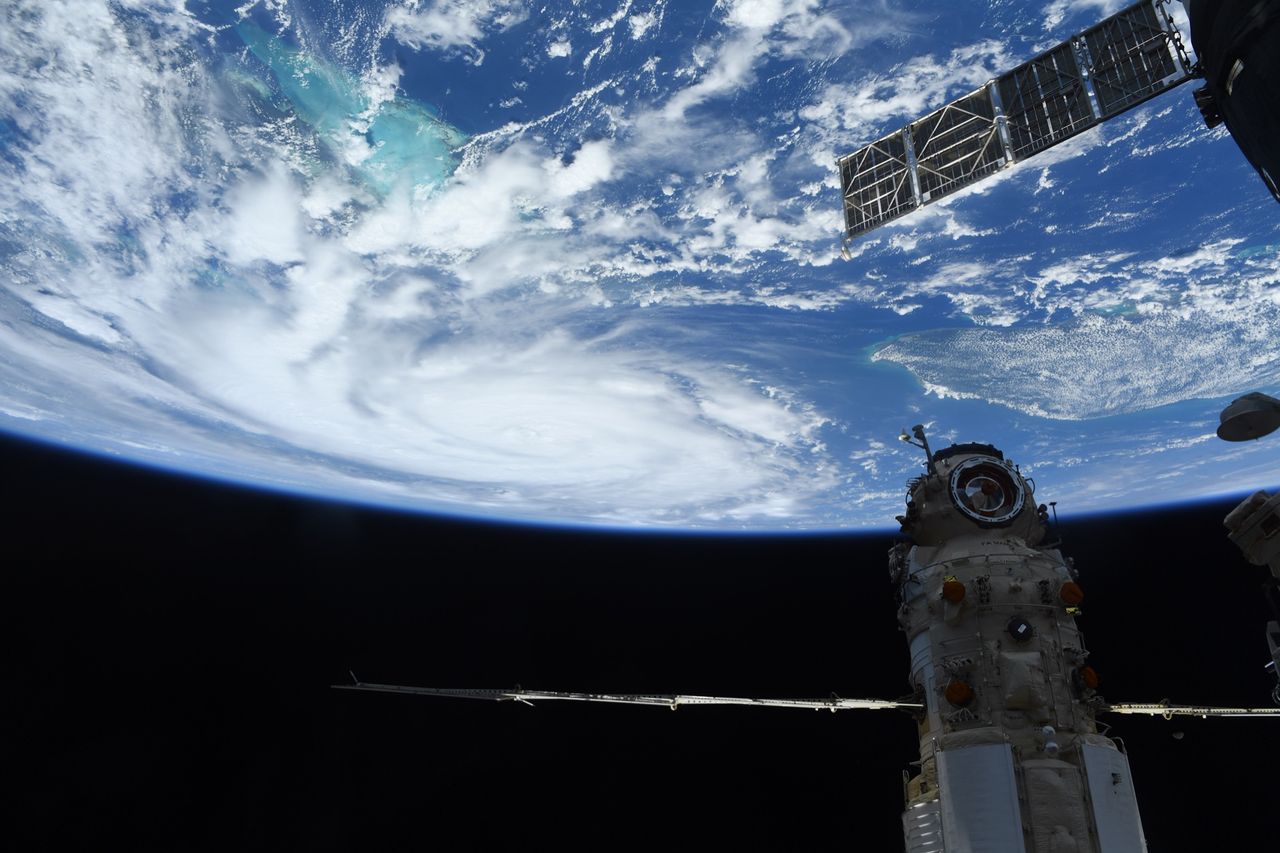 Hurricane Ida crosses the Gulf of Mexico in this view from the International Space Station taken by NASA astronaut Megan McArthur just before 12 p.m. CDT (1700 GMT) on Aug. 28, 2021.