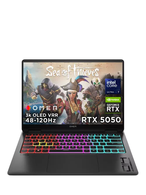 Hp Omen Transcend 14-Fb1003na Gaming Laptop, Intel Core Ultra 7 Processor, Rtx 5050, 16gb Ram, 1tb Ssd, 14&rdquo; 3k Oled, Shadow Black