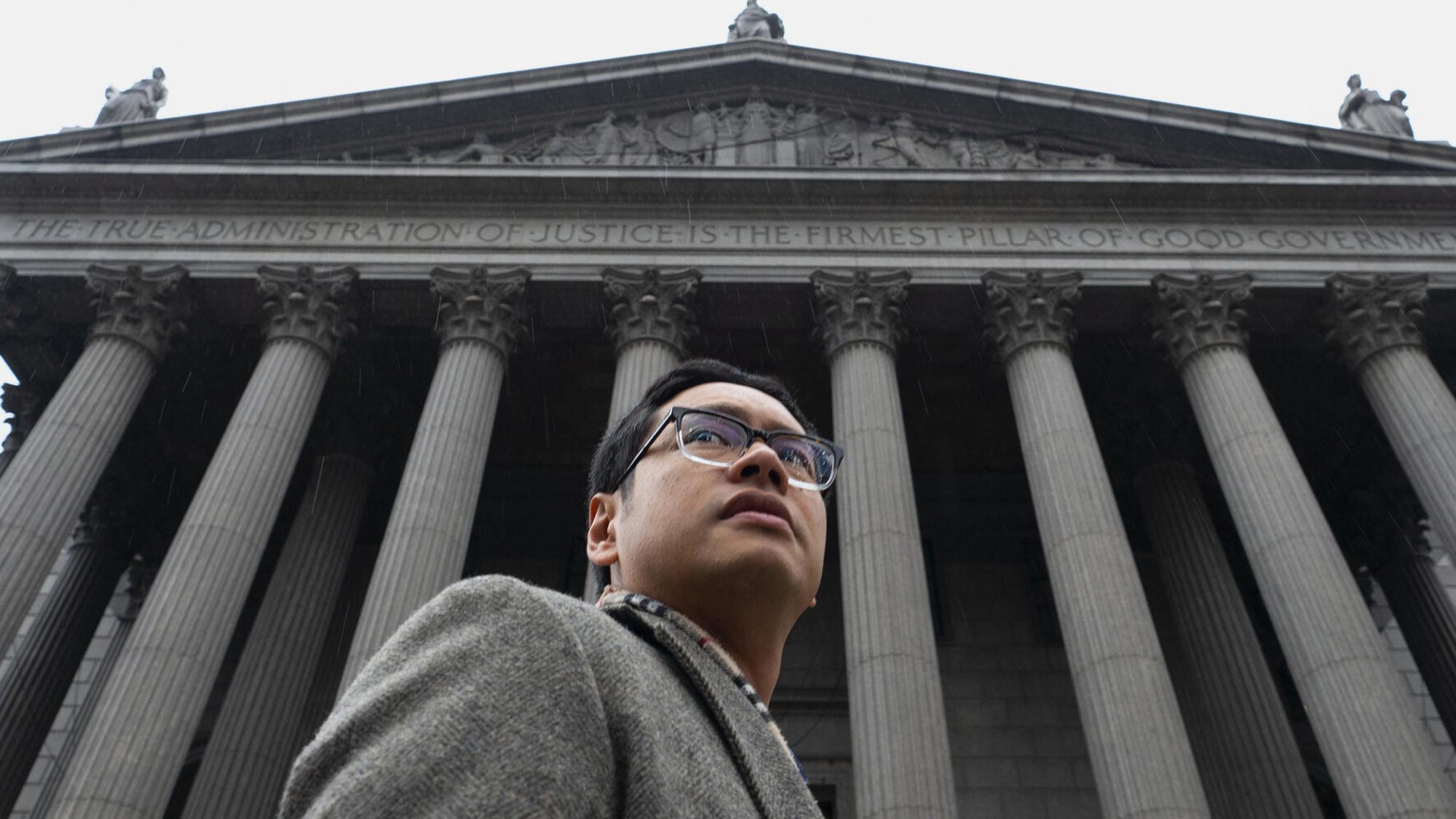 Lawyer Dale Ho stands in front of the Supreme Court in The Fight