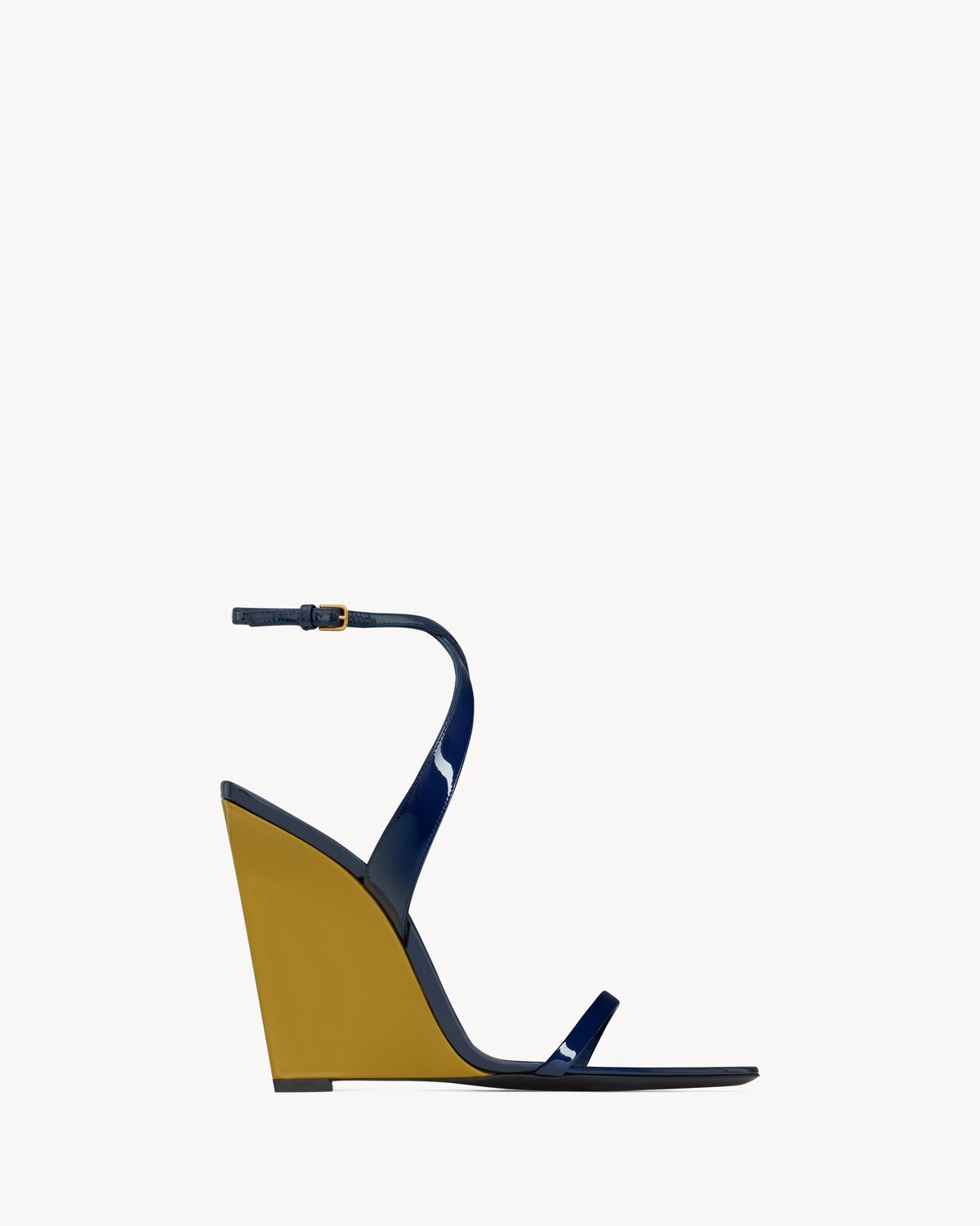 Women's Salomé Wedges in Patent Leather in Ultra Navy and Oil Green
