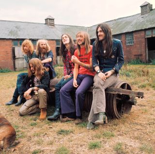 Hippie days: with Hawkwind, far right