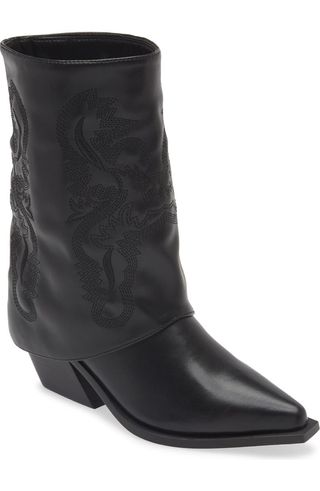 Portabella Foldover Shaft Pointed Toe Bootie