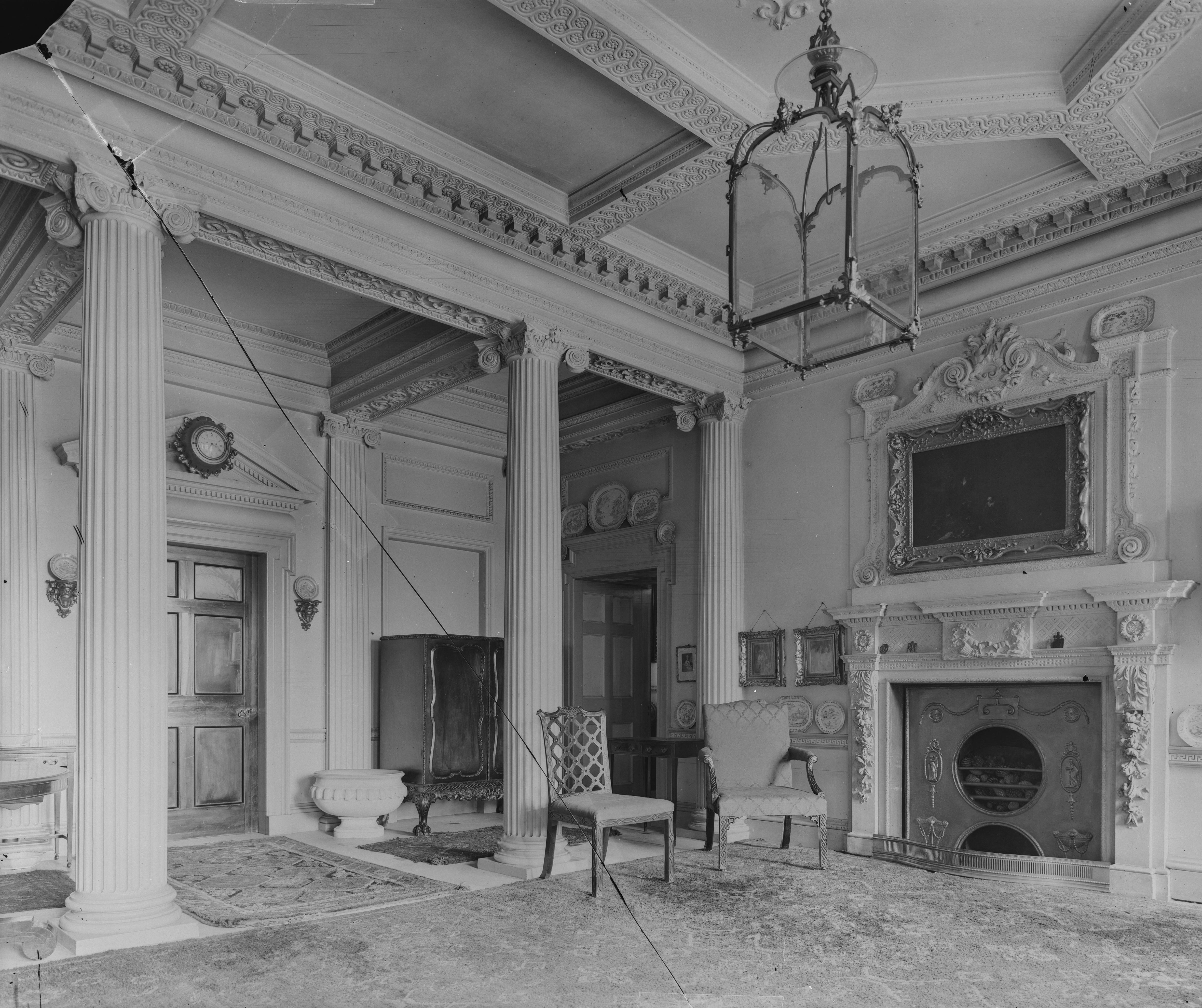 Black and white photographs or a palladian-style house