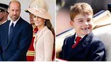 Composite of a picture of Prince William and Kate in July 2025 and a picture of Prince Louis in June 2025