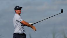 Justin Rose hits a tee shot on the 16th at the Plantation Course at Kapalua Resort during the first round of the 2024 Sentry