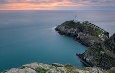 South Stack Lighthouse at sunset, Anglesey, North Wales.