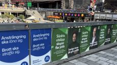 A view of election campaign posters in Stockholm ahead of Sweden's general election