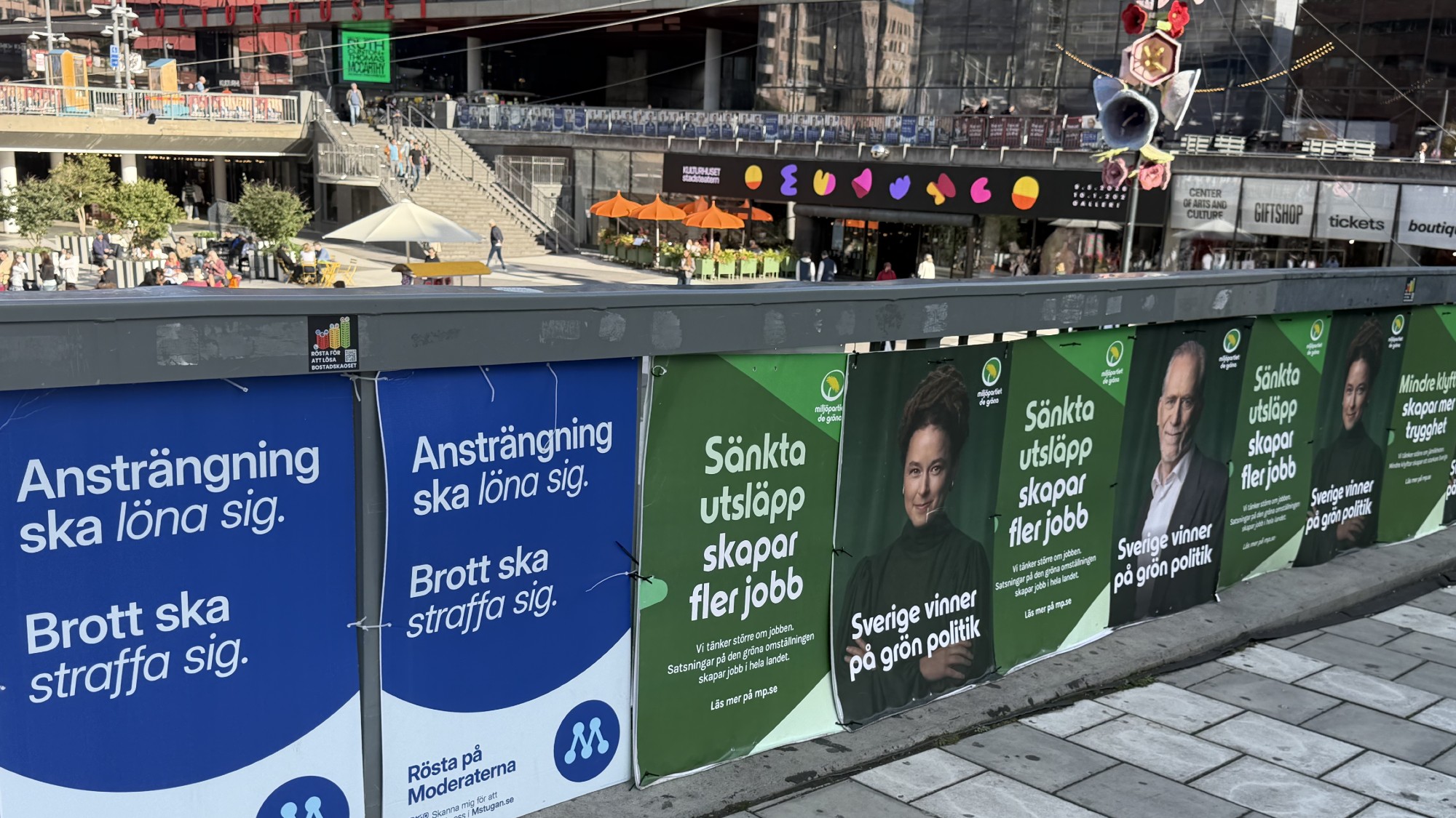 A view of election campaign posters in Stockholm ahead of Sweden's general election