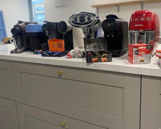 Pod coffee machines in Future Plc test kitchen