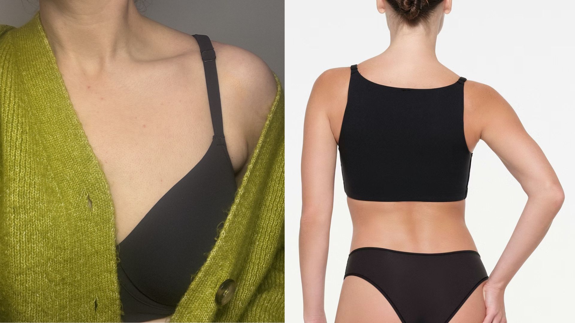 matilda and a model wearing the skims bra