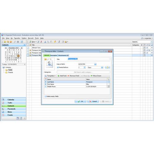 When you create a contact, you can add a photo, set up a birthday reminder, and add notes and attachments.