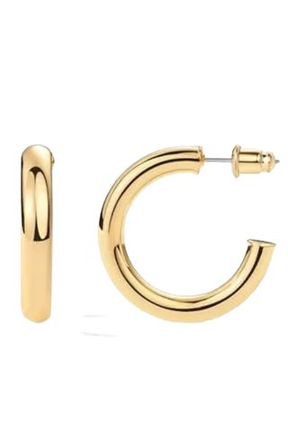 Pavoi 14k Yellow Gold Plated Lightweight Chunky Open Hoops | Gold Hoop Earrings for Women | 30mm Thick Infinity Gold Hoops Women Earrings