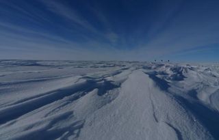 View of ice surface looking toward Gamburtsev mountains and Dome A.