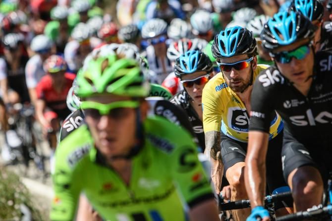 Bradley Wiggins (Sky) took it easy back in the bunch today