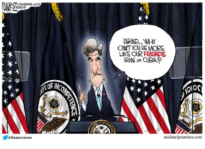 Political cartoon U.S. Israel John Kerry address
