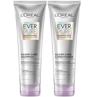 L'oreal Paris Everpure Silver Care Sulfate Free Shampoo and Conditioner Set, Nourishing Vegan Formula with Peptides to Brighten Gray Hair, 1 Set