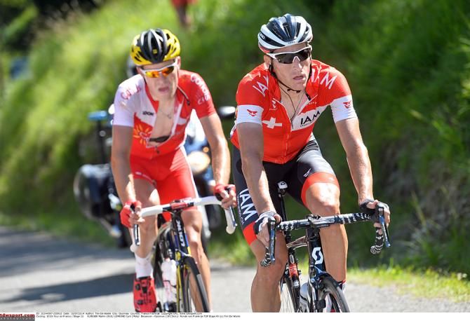 Martin Elmiger (IAM Cycling) and Cyril Lemoine (Cofidis) made the breakaway on stage 11 of the Tour de France