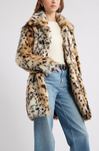 Leopard Faux Fur Longline Coat