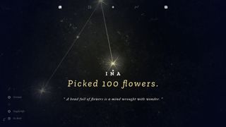 The Garden Path - a star in the sky shows an achievement for picking 100 flowers