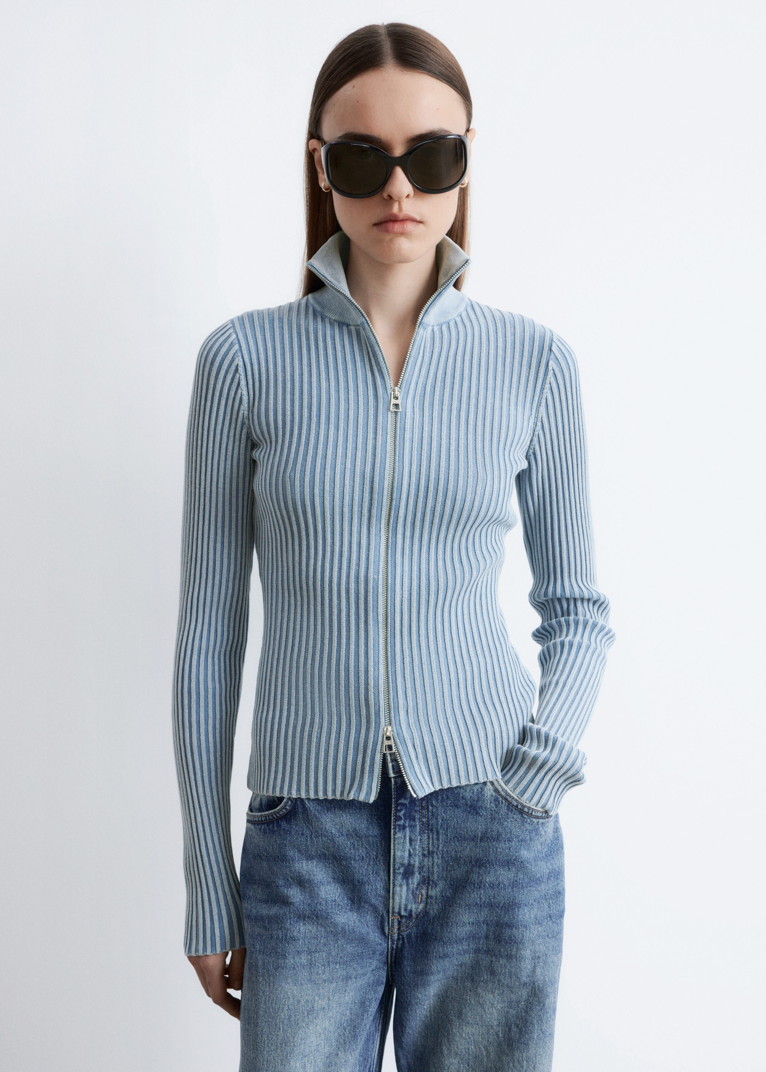 Zip-Up Turtleneck Cardigan