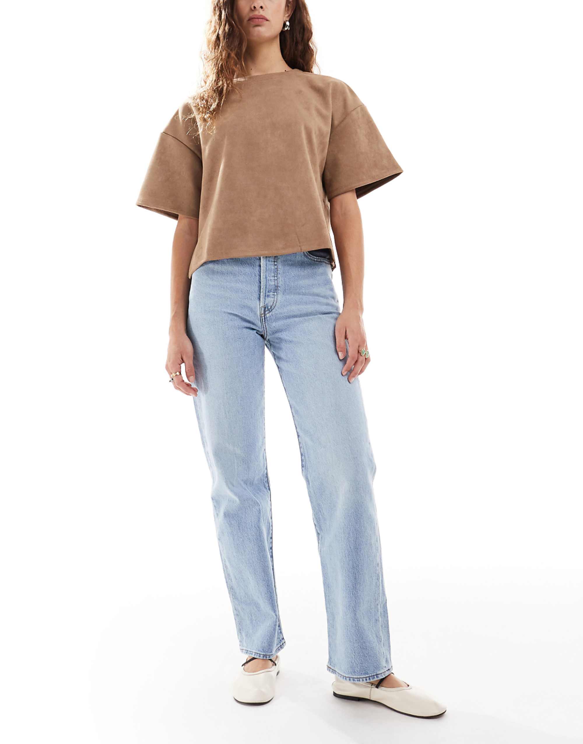 Levis Ribcage Straight Full Length Jeans in Light Wash