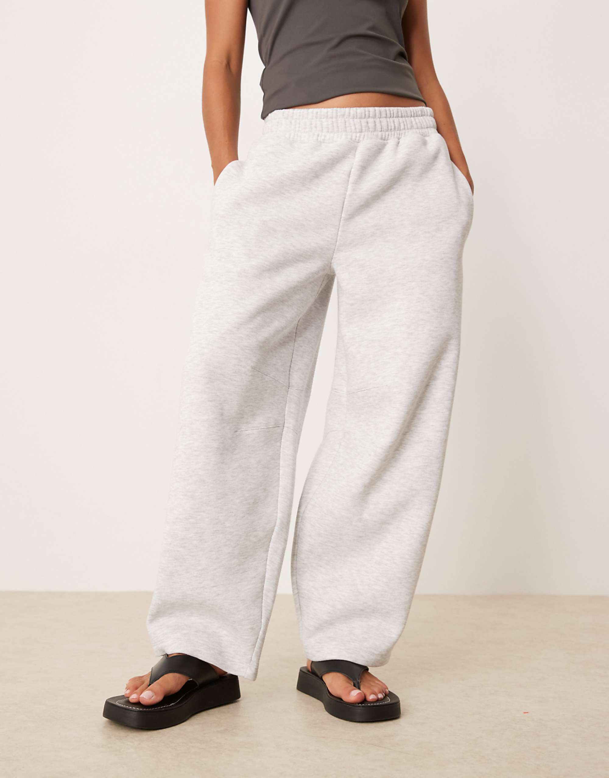 Asos Design Petite Barrel Leg Sweatpants in Gray Heather