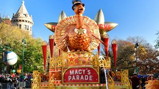 The lead turkey float in Macy's Thanksgiving Day Parade