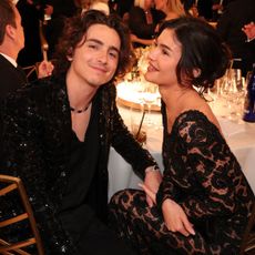 Kylie Jenner and Timothée Chalamet attend the 81st Golden Globe Awards