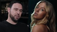 Scooter Braun participates in an interview with Idea Generation, while Sydney Sweeney poses for her Novig sports commercial