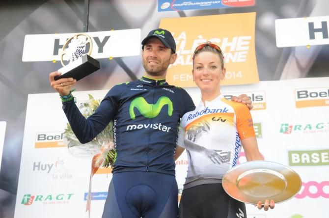 The winners of Fleche 2014: Alejandro Valvere (Movistar) and Pauline Ferrand Prevot