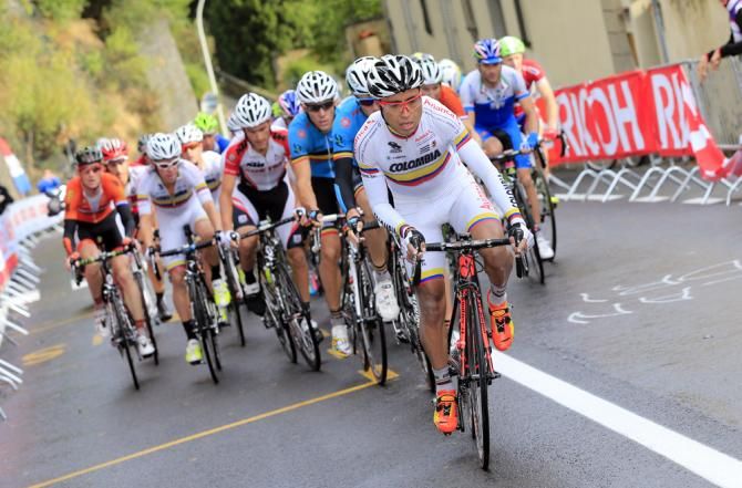 Darwin Atapuma (Colombia) leads the peloton