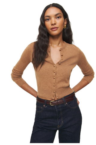 Reformation Caspia Cashmere Cropped Cardigan