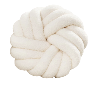 white knot round pillow