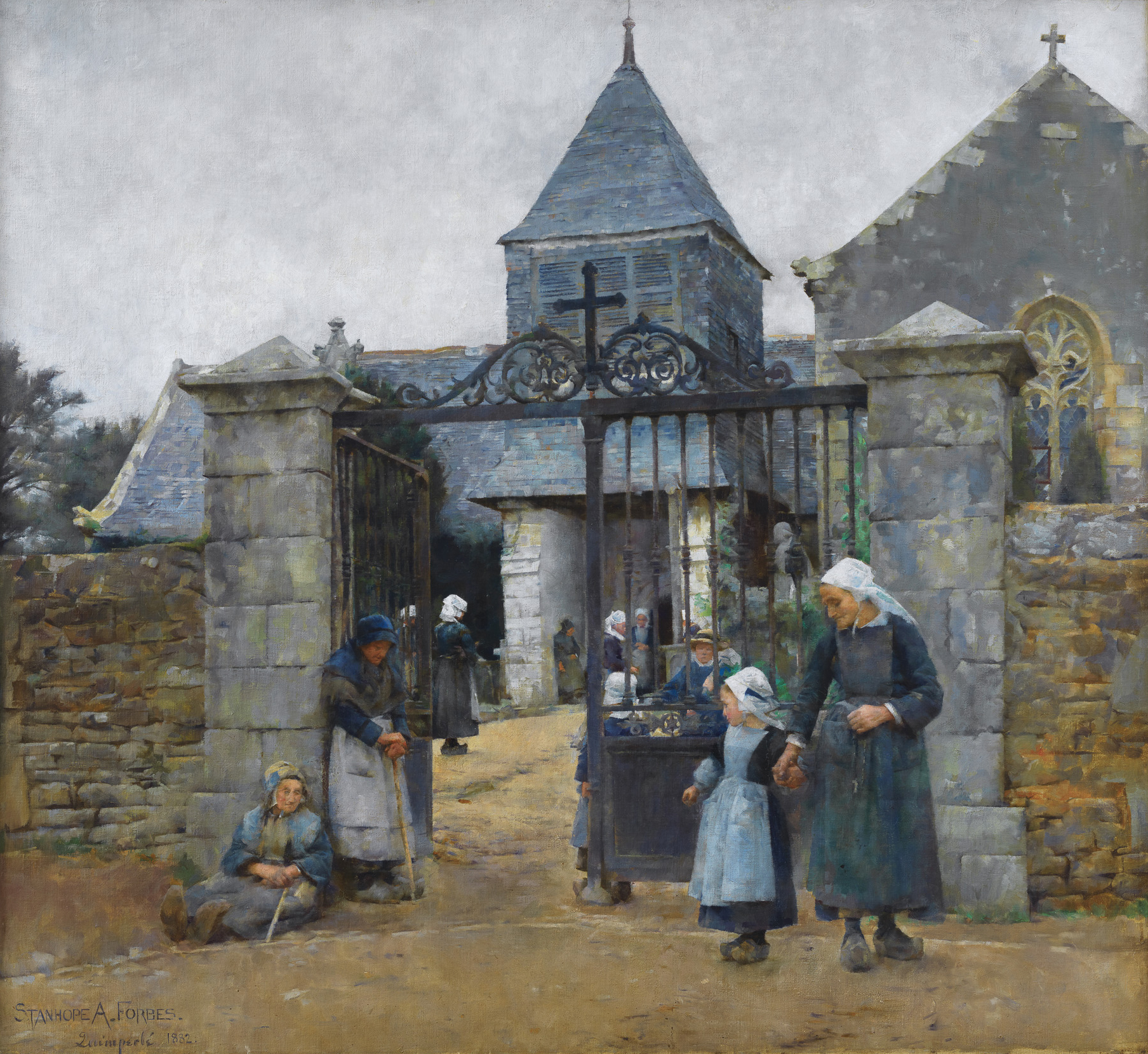 Outside Chapelle Saint-David in Quimperle, 1882, by Stanhope Alexander Forbes