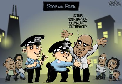 Editorial cartoon U.S. cops stop and frisk